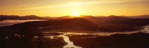 Framed Sunrise over mountains, Snake River, Signal Mountain, Grand Teton National Park, Wyoming, USA Print