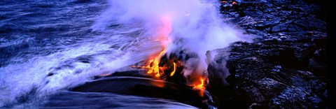 Framed Lava flowing from a volcano, Kilauea, Hawaii Volcanoes National Park, Big Island, Hawaii, USA Print
