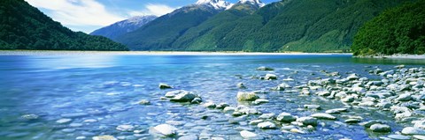 Framed Rocks in a lake, Mackenzie Country, South Island, New Zealand Print