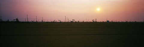 Framed Oil field at sunset, California State Route 46, California, USA Print