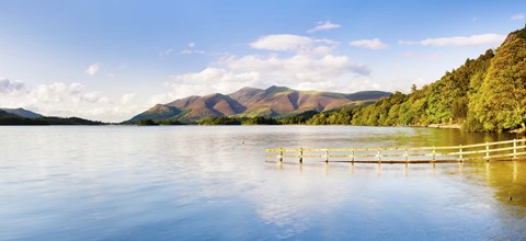Framed Lake with mountains in the background, Derwent Water, Lake District National Park, Cumbria, England Print