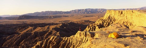 Framed Person Camping on Cliff, Anza Borrego Desert State Park, California Print