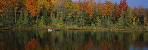 Framed Reflection of trees in water, near Antigo, Wisconsin, USA Print