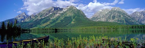Framed Canoe Leigh Lake, Grand Teton National Park Print