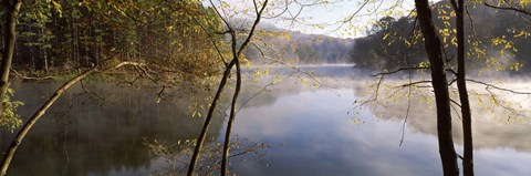 Framed Morning mist around a lake, Lake Vesuvius, Wayne National Forest, Ohio, USA Print