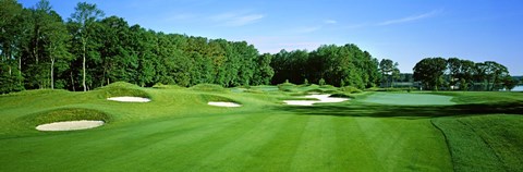 Framed Sand traps in a golf course, River Run Golf Course, Berlin, Worcester County, Maryland, USA Print