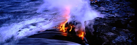 Framed Lava flowing from a volcano, Kilauea, Hawaii Volcanoes National Park, Big Island, Hawaii, USA Print