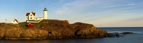 Framed Lighthouse on the coast, Cape Neddick Lighthouse, Cape Neddick, York, Maine, USA Print