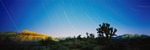 Framed Star trails over Red Rock Canyon National Conservation Area, Nevada, USA Print