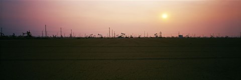 Framed Oil field at sunset, California State Route 46, California, USA Print
