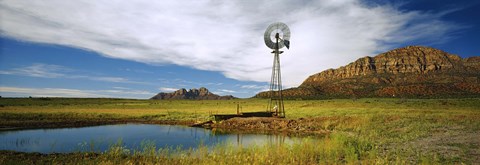 Framed Solitary windmill near a pond, U.S. Route 89, Utah Print