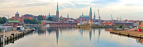 Framed Buildings at the Trave River, Germany Print