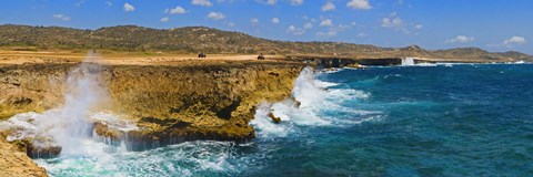 Framed Waves breaking at the coast, Aruba Print