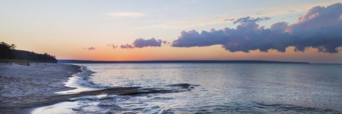 Framed Sunset over Miner&#39;s Beach, Pictured Rocks National Lakeshore, Upper Peninsula, Michigan, USA Print