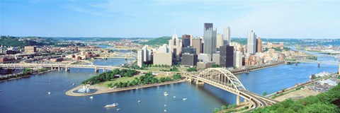 Framed Daytime Skyline With The Allegheny, Pittsburgh, Pennsylvania, USA Print