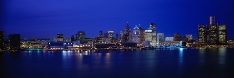 Framed USA, Michigan, Detroit, night Print