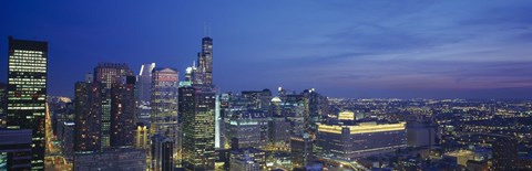 Framed USA, Illinois, Chicago, twilight Print