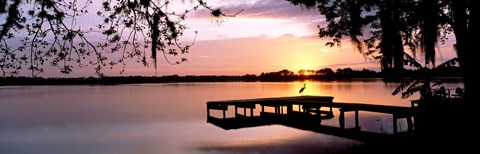 Framed Sunrise Over Lake Whippoorwill, Orlando, Florida, USA Print