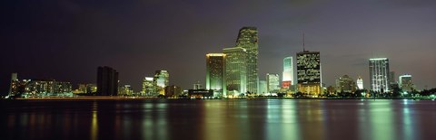 Framed Miami Skyline at Night Print