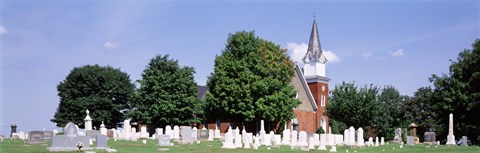 Framed Cemetery in front of a church, Clynmalira Methodist Cemetery, Baltimore, Maryland, USA Print