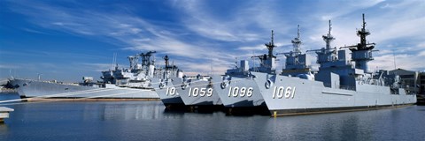 Framed Warships at a naval base, Philadelphia, Philadelphia County, Pennsylvania, USA Print