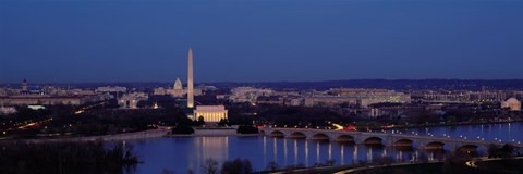 Framed Bridge Over A River, Washington Monument, Washington DC, District Of Columbia, USA Print