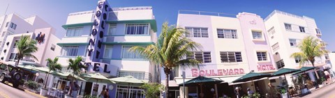 Framed Low angle view of buildings in a city, Miami Beach, Florida, USA Print