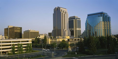 Framed Skyscrapers in a city, Sacramento, California, USA Print
