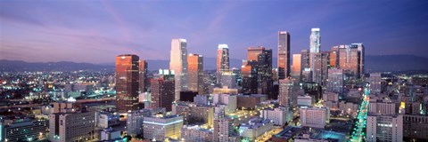 Framed Night, Skyline, Cityscape, Los Angeles, California, USA Print