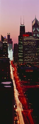 Framed Sunset Aerial Michigan Avenue Chicago IL USA Print