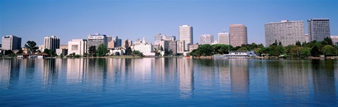 Framed Panoramic View Of The Waterfront And Skyline, Oakland, California, USA Print