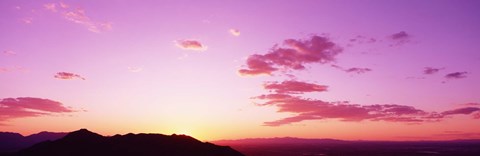 Framed Silhouette of mountains at sunset, South Mountain Park, Phoenix, Arizona, USA Print