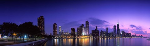 Framed Chicago Under a Purple Sky Print