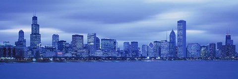 Framed Chicago Skline at Dusk (blue) Print
