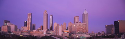 Framed Skyscrapers against a purple sky, Atlanta, Georgia, USA Print