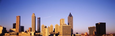 Framed Sun shining on skyscrapers in Atlanta, Georgia, USA Print