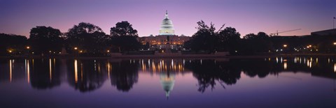 Framed Reflection of a government building in a lake, Capitol Building, Washington DC, USA Print