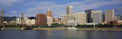 Framed Skyscrapers at the waterfront, Portland, Multnomah County, Oregon, USA Print