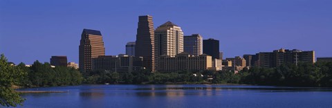 Framed Skyscrapers at the waterfront, Austin, Texas, USA Print