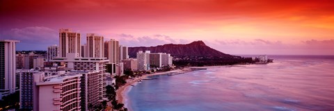 Framed Sunset Honolulu Oahu HI USA Print