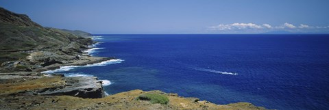 Framed High angle view of a coastline, Oahu, Hawaii Islands, USA Print
