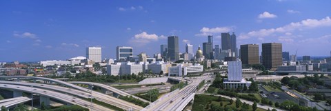 Framed High angle view of elevated roads with buildings in the background, Atlanta, Georgia, USA Print