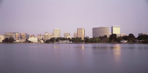 Framed Reflection of skyscrapers in Lake Merritt, Oakland, California Print