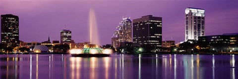 Framed View Of A City Skyline At Night, Orlando, Florida, USA Print