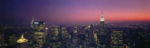 Framed Twilight, Aerial, NYC, New York City, New York State, USA Print