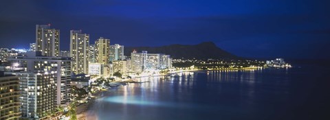 Framed Buildings On The Waterfront, Waikiki, Honolulu, Oahu, Hawaii, USA Print