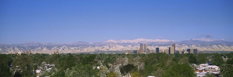 Framed Buildings in a city with a mountain range in the background, Denver, Colorado, USA Print