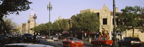 Framed USA, Missouri, Kansas, Country Club Plaza, Traffic on the road Print