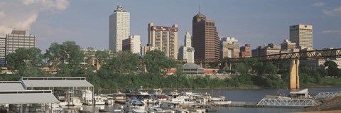 Framed Boats moored at a harbor, Mud Island, Memphis, Tennessee, USA Print