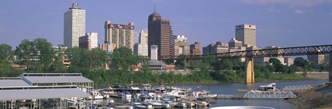 Framed Mud Island Marina Skyline Memphis TN Print